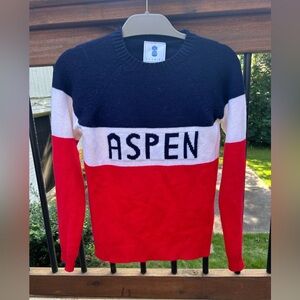 CJ Laing Cashmere Aspen Navy and Red Sweater